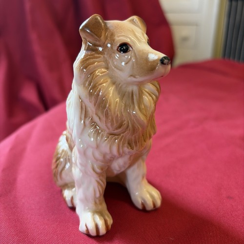 Vintage porcelain brown - porcelain, collie
